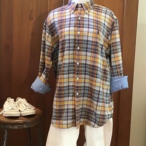Vintage Ralph Lauren Blue Label Madras and Oxford Cloth Shirt Men’s XL